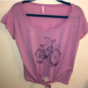 Watercolor bicycle Denver Colorado tie crop top
